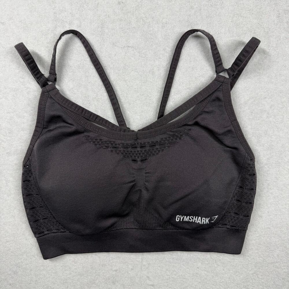 Gymshark Flex Strappy Sports Bra Small Gray/Purple Seamless Adjustable Strap